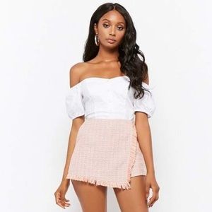 Metallic Tweed Wrap Skort